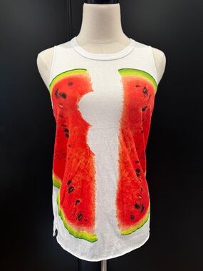 Chaser Brand White Muscle Tee with Watermelon Graphics - so soft! Small 🍉